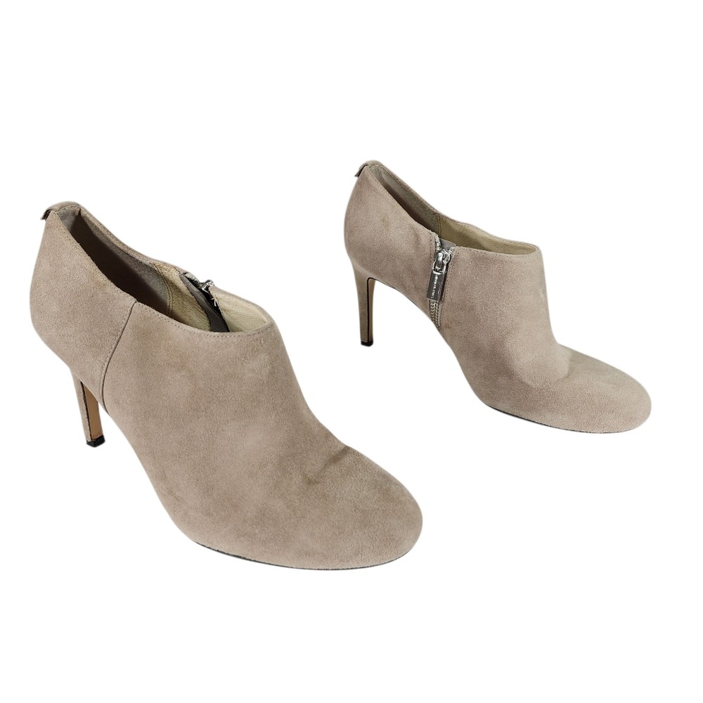 Michael Kors Stiletto Ankle Boot 8M Women Suede Leather Pump Heels Taupe Minimal